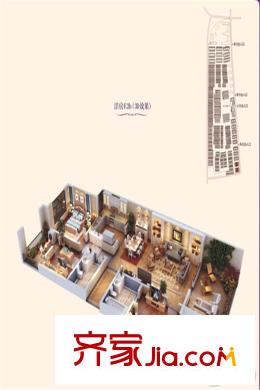 白鹿溪谷15、16號(hào)樓洋房E3b效果圖 3室2廳2衛(wèi)1廚