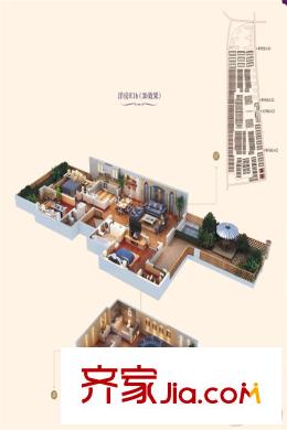 白鹿溪谷15、16號(hào)樓洋房E1b效果圖 3室3廳3衛(wèi)1廚