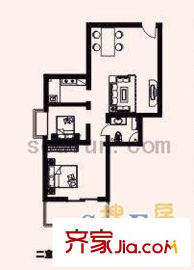 北大花園戶型圖2室2廳1衛(wèi)1廚