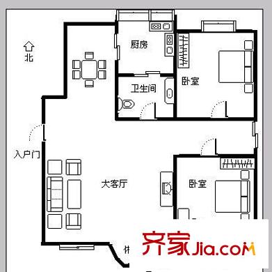 39所1區(qū) 2室 戶型圖