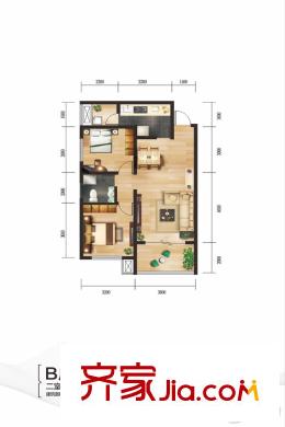 鼎正?大都城B戶型 2室2廳1衛(wèi)1廚