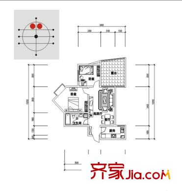 新界（長安）戶型圖A-1戶型 2室2廳1衛(wèi)1廚