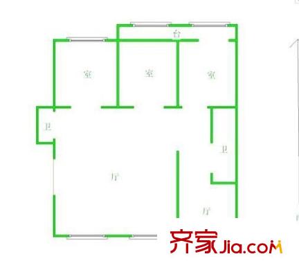 交警支隊(duì)社區(qū) 3室 戶型圖