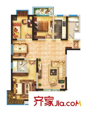 金宇藍(lán)苑2、6號(hào)樓A戶(hù)型 3室2廳2衛(wèi)1廚