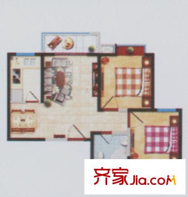 金宇藍苑7號樓B戶型 2室2廳1衛(wèi)1廚