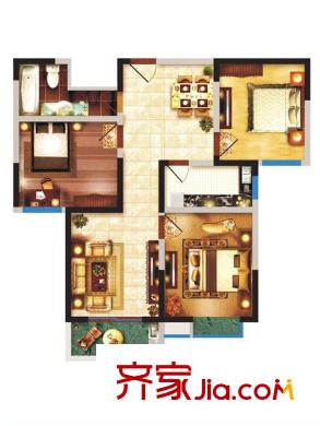 金宇藍(lán)苑2、6號(hào)B戶(hù)型 3室2廳1衛(wèi)1廚