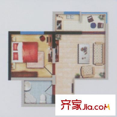 金宇藍苑1、8號樓A戶型 1室1廳1衛(wèi)1廚