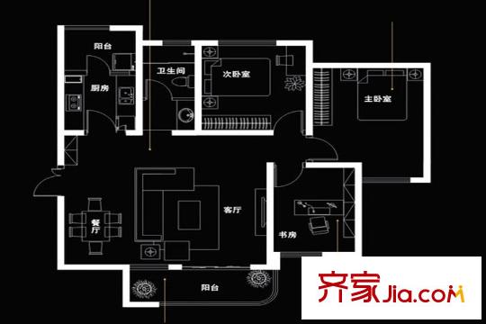 國潤城3、5號樓A1-2戶型 3室2廳2衛(wèi)1廚