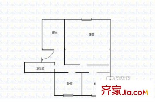 房管局家屬院 3室戶型圖