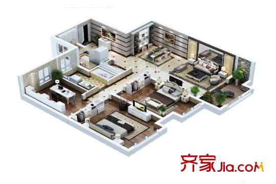 林邑6-B戶型圖 3室2廳1衛(wèi)1廚
