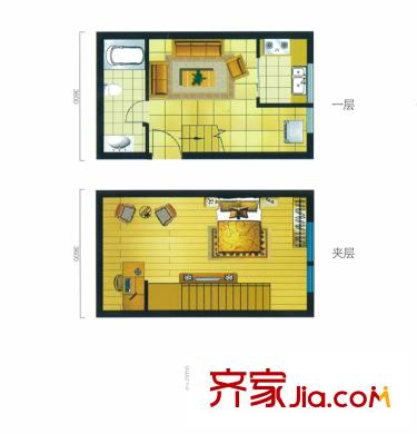 上上公館28.41平米戶型圖 1室1廳1衛(wèi)1廚