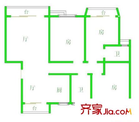 氮肥廠家屬院 3室戶型圖