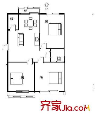 霽虹園小區(qū) 3室 戶型圖