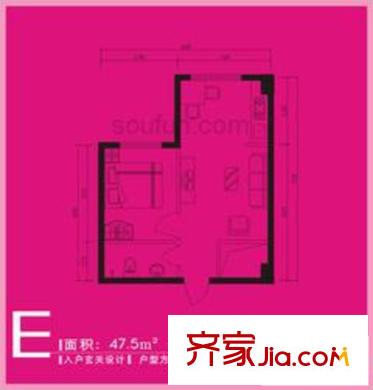 博客芯城戶型圖1室1廳1衛(wèi)1廚