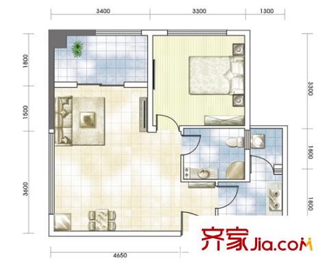  愛(ài)菊佳園 1室 戶型圖