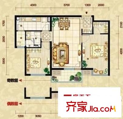 39所1區(qū) 2室 戶型圖