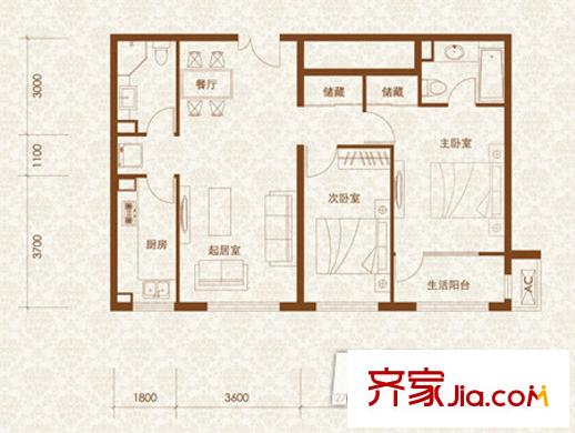 西光高層 2室 戶型圖