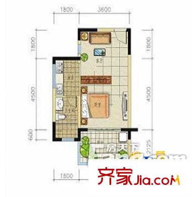 東縣門中行家屬院 1室 戶型圖