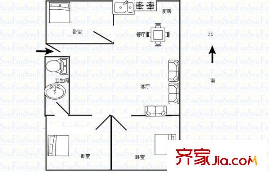居業(yè)家園 3室 戶型圖