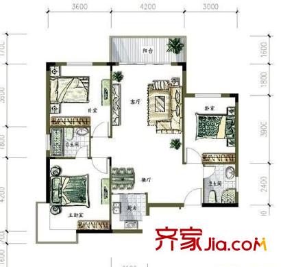 都市名苑 2室 戶型圖
