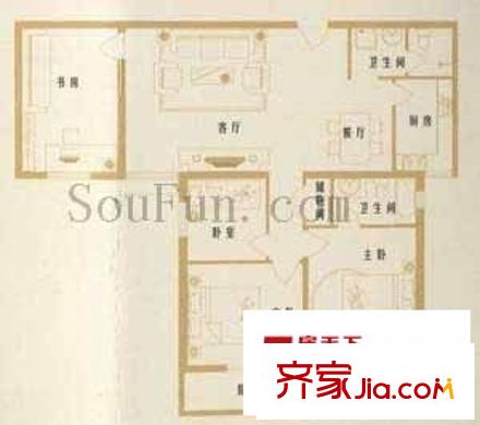 學(xué)林雅苑戶型圖3室2廳2衛(wèi)1廚