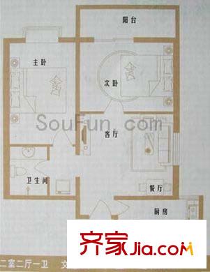 學(xué)林雅苑戶型圖2室2廳1衛(wèi)1廚