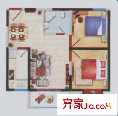 金宇藍苑2、3、4號樓D戶型 2室2廳1衛(wèi)1廚