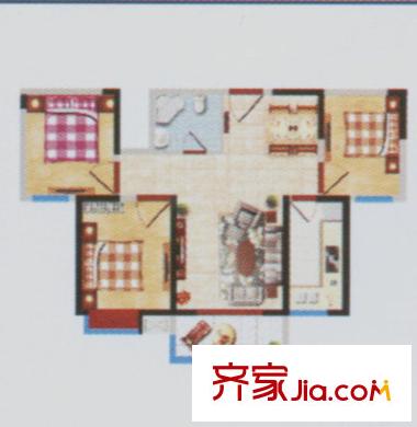 金宇藍(lán)苑2、3、4號(hào)樓C戶(hù)型 3室2廳1衛(wèi)1廚