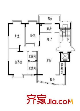 陜西日報(bào)社家屬院 3室 戶型圖