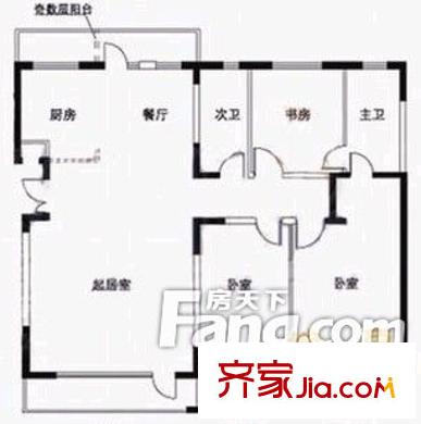 陜西日報社家屬院 3室 戶型圖