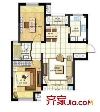 東縣門中行家屬院 2室 戶型圖
