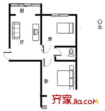 霽虹園小區(qū) 2室 戶型圖