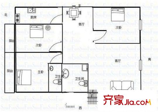景宏大廈 3室 戶型圖