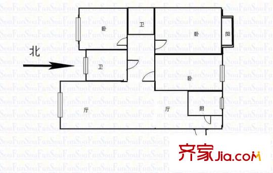 祥和居 3室 户型图