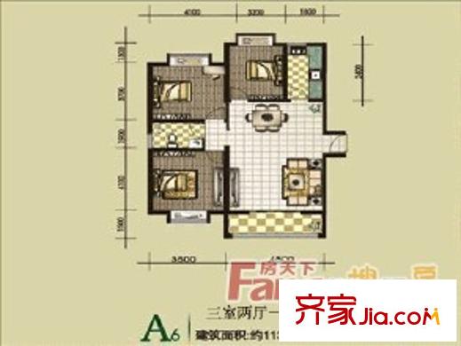 航天逸居 3室 戶型圖
