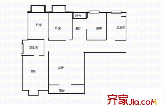 航天逸居 3室 戶型圖