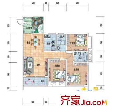 芙蓉小區(qū) 3室 戶型圖