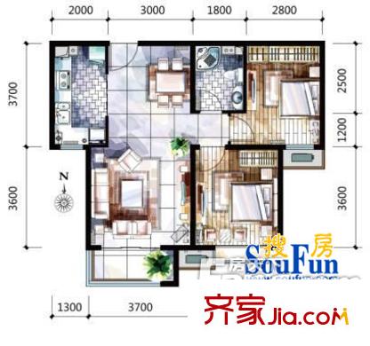 芙蓉小區(qū) 2室 戶型圖