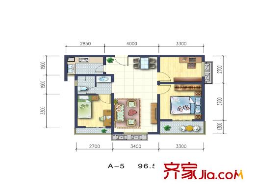 紅東花園戶型圖A5戶型 3室2廳1衛(wèi)1廚