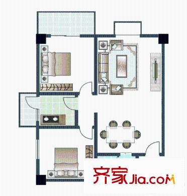 大明宮鐵路小區(qū) 2室戶型圖