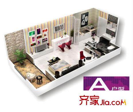 七克拉晶座 1室 戶型圖