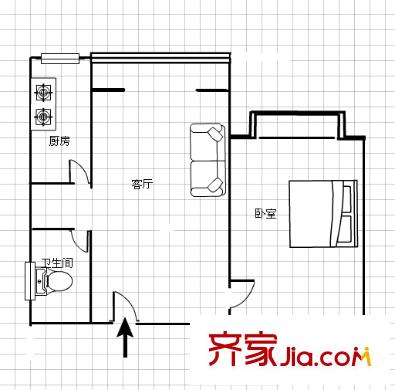 嘉天國際 1室 戶型圖