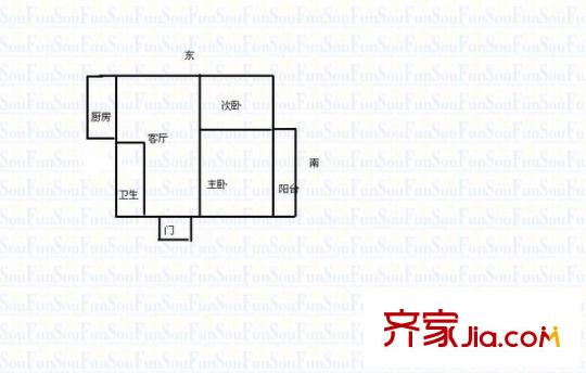 水泥制管廠家屬院 2室 戶型圖