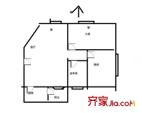 水泥制管廠家屬院 2室 戶型圖