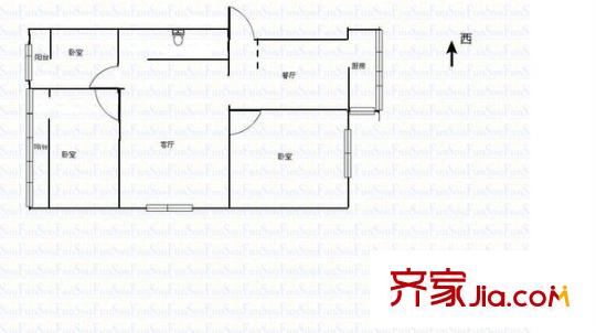 省建八公司家屬院 3室 戶型圖