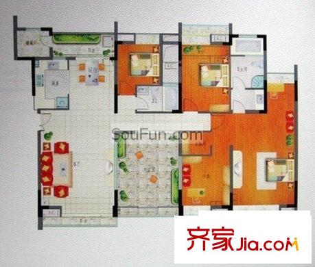 翔園大廈 3室 戶型圖