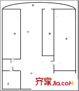 翔園大廈 2室 戶型圖