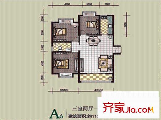 航天逸居戶型圖A6戶型 1室2廳1衛(wèi)1廚