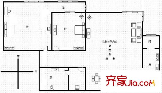 福瑞苑兩室兩廳戶型圖