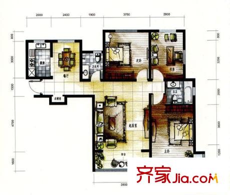  西安儀表廠101社區(qū) 2室 戶型圖
